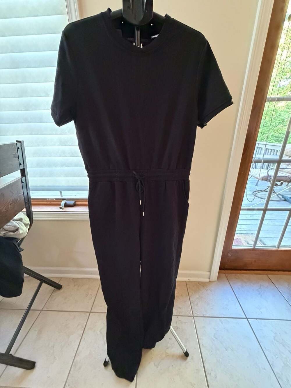 G-Brand Black Short Sleeve Drawstring Jumpsuit Size XL